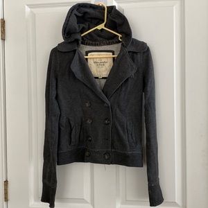 Abercrombie Fitch Sweatshirt Jacket Hooded Double Breasted Size XS color Gray